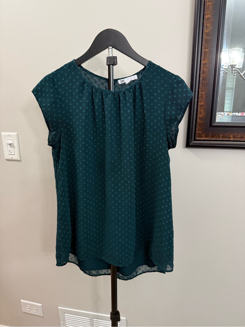 DR2 Teal Dot Cap-Sleeve Blouse